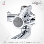 شیر حمام دو‌دسته قدیمی برنجی با روکش کروم