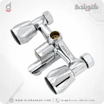 شیر حمام دو‌دسته قدیمی برنجی با روکش کروم